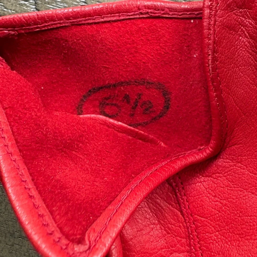 Vintage Madova Red Kidskin Leather Gauntlet Gloves Florence Italy Size 6.5